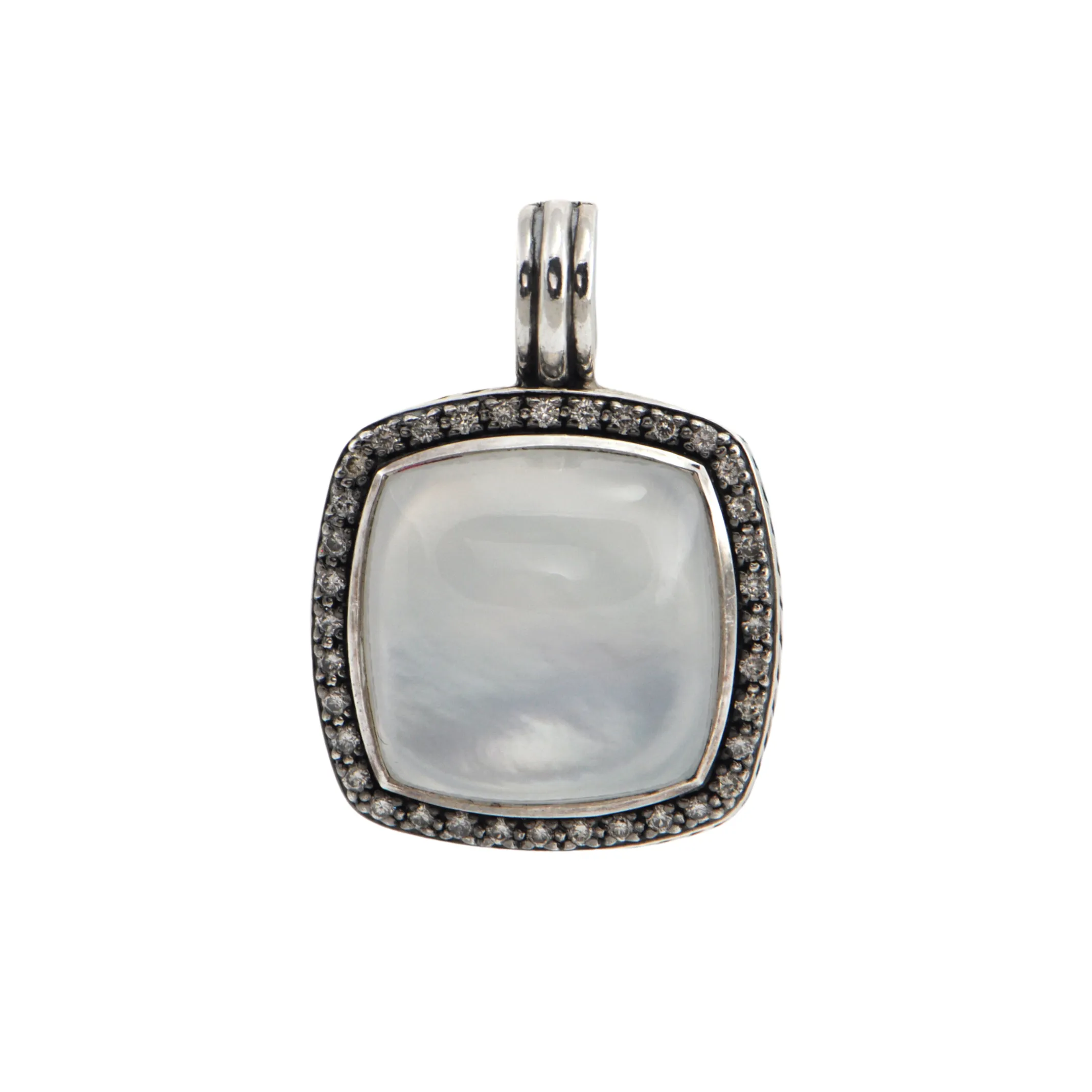 Estate David Yurman Moonstone, Mother of Pearl, and Diamond Sterling Pendant