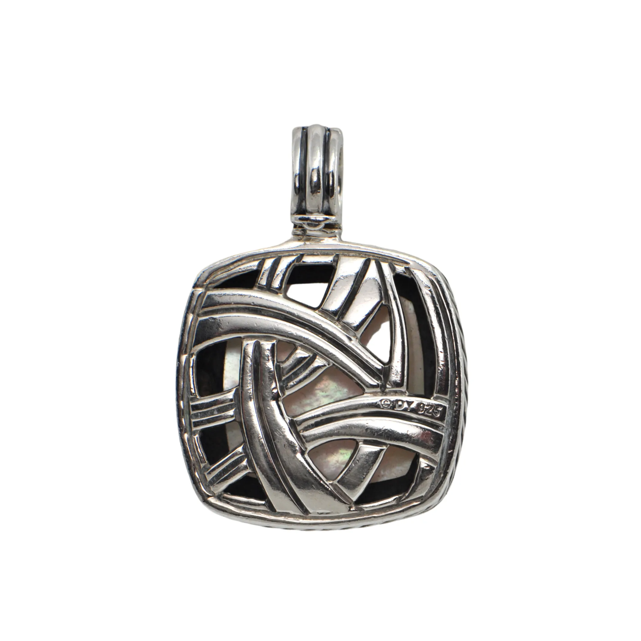 Estate David Yurman Moonstone, Mother of Pearl, and Diamond Sterling Pendant