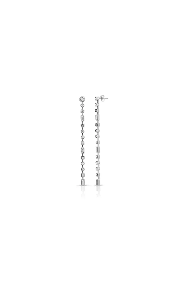 Extra Long Platinum Drop Earrings