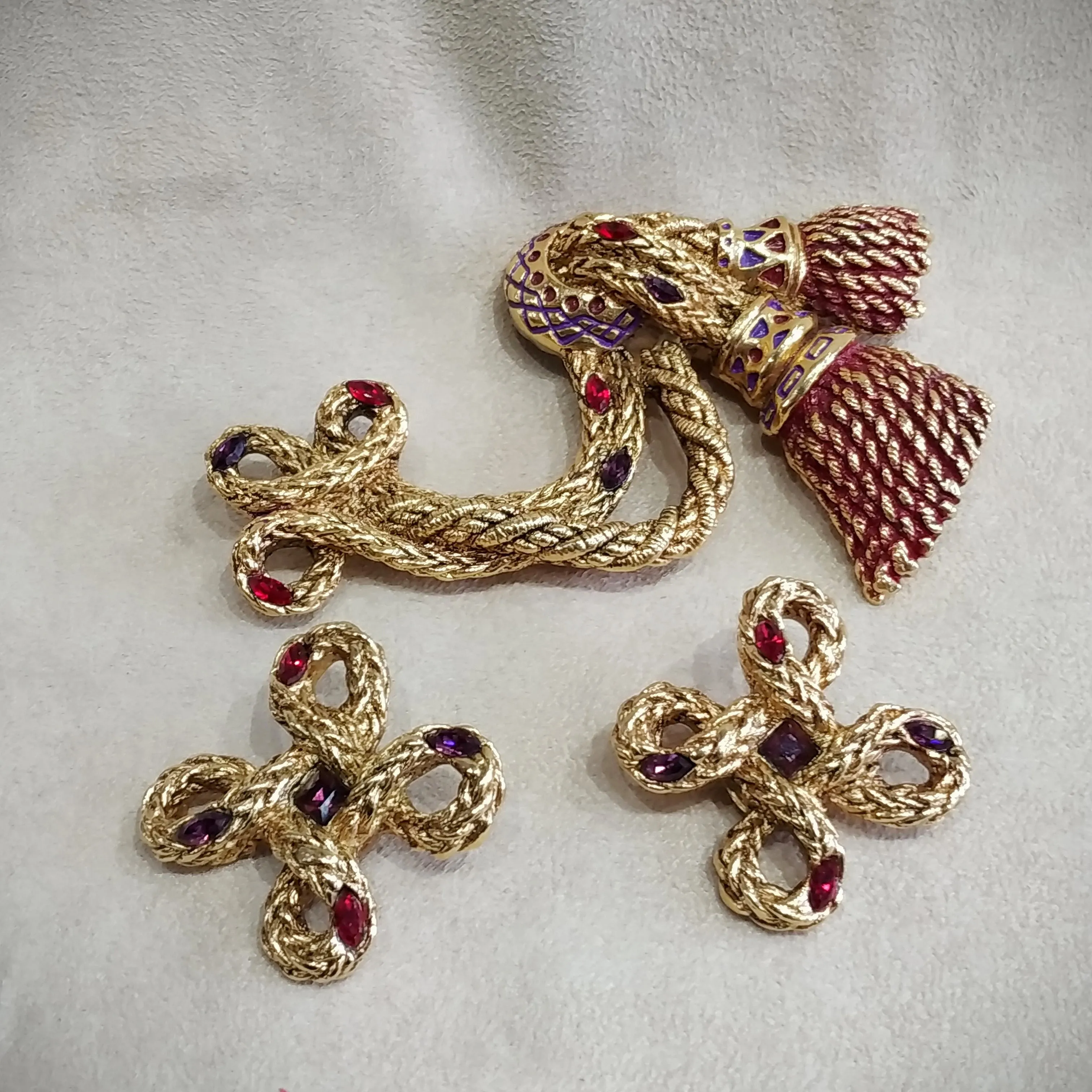 F Volle Paris Statement Vintage Large Rope twist Clip on Earrings