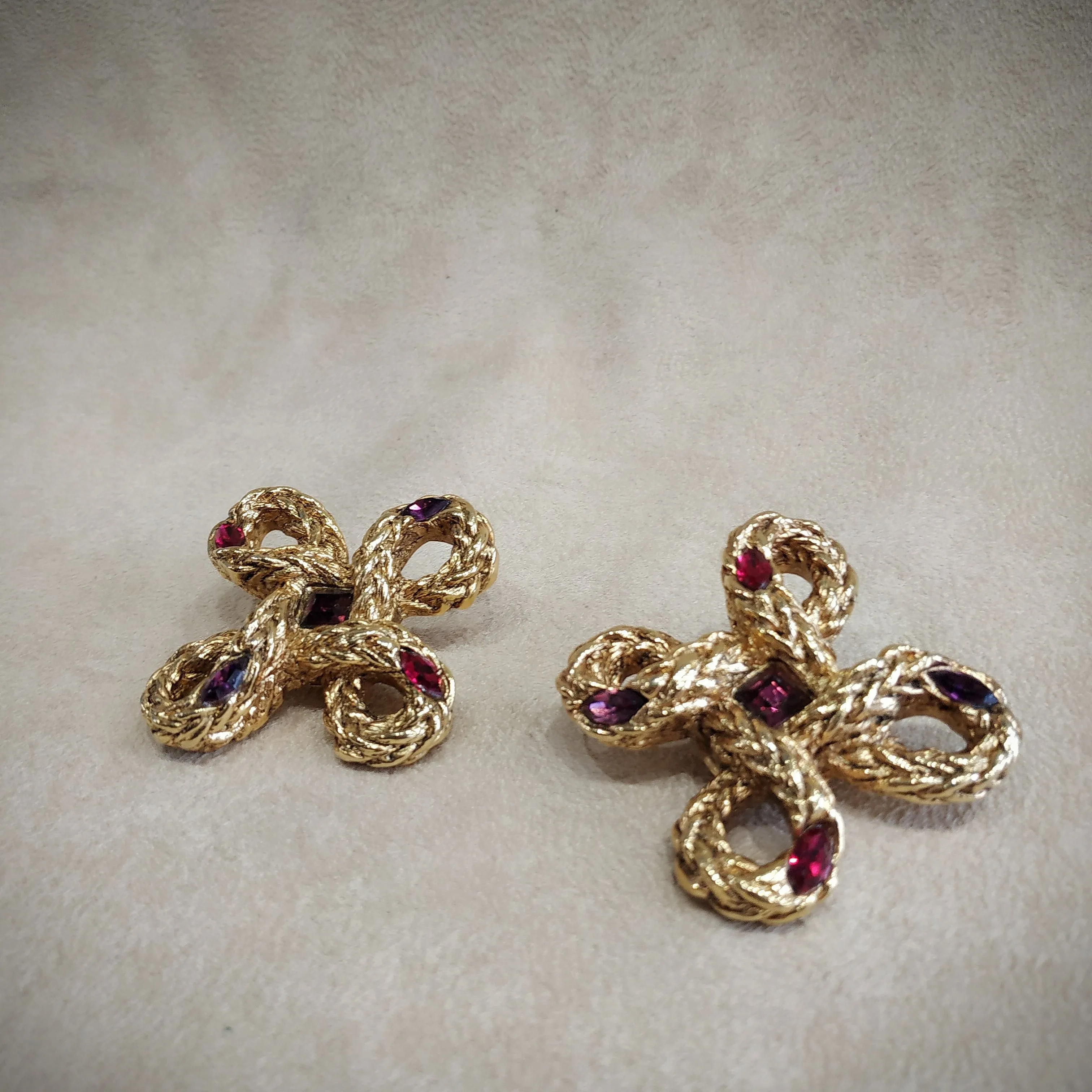 F Volle Paris Statement Vintage Large Rope twist Clip on Earrings