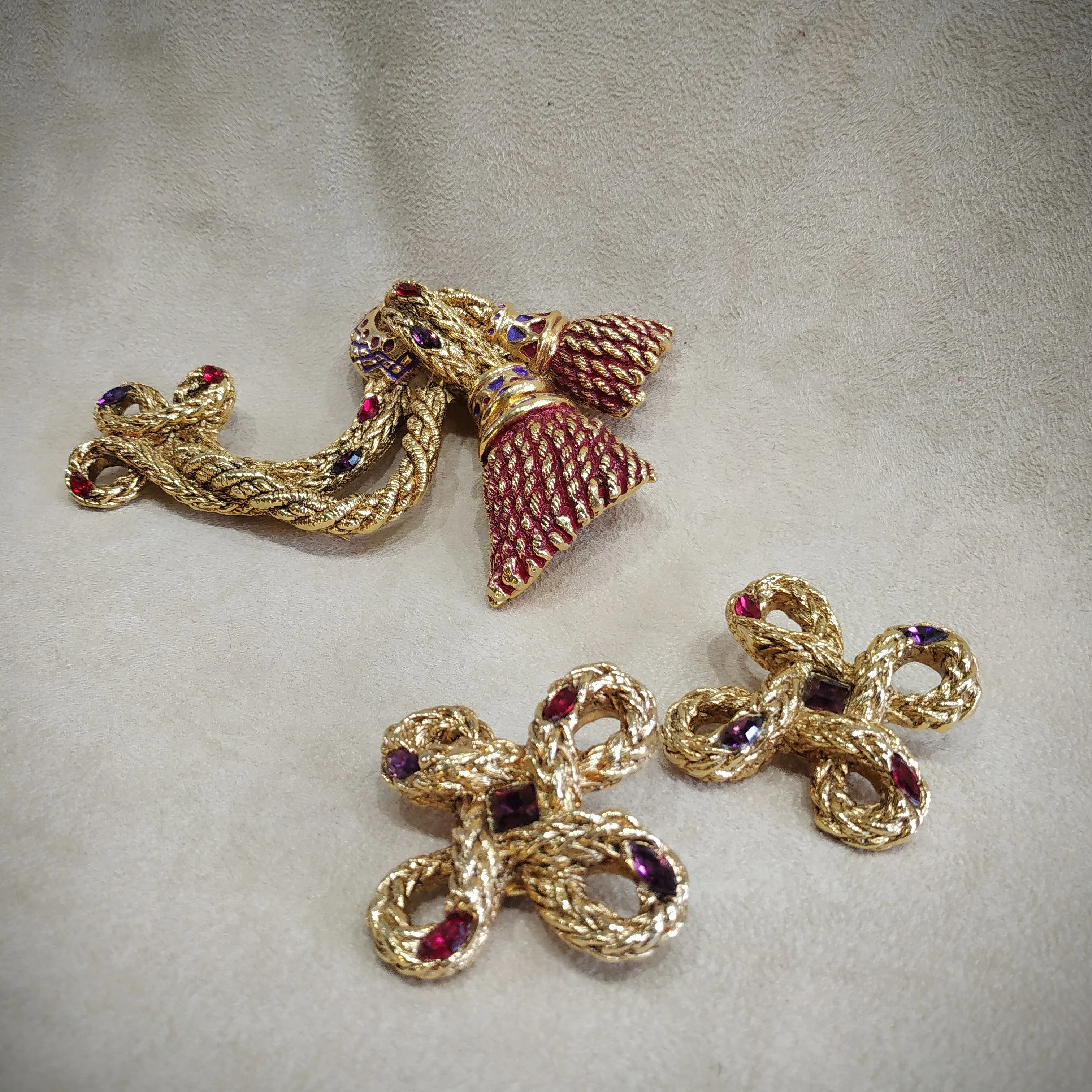 F Volle Paris Statement Vintage Large Rope twist Clip on Earrings