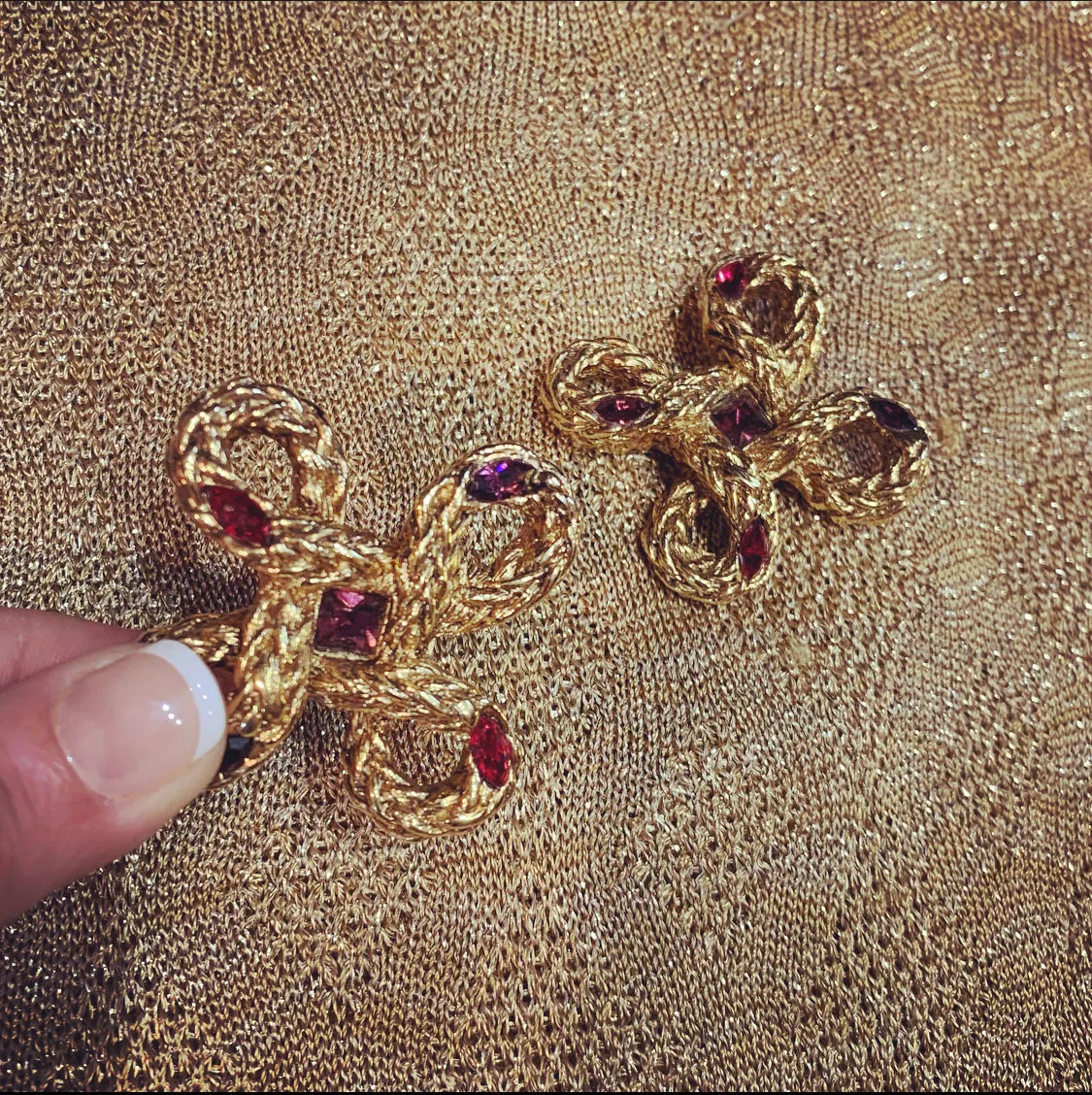 F Volle Paris Statement Vintage Large Rope twist Clip on Earrings