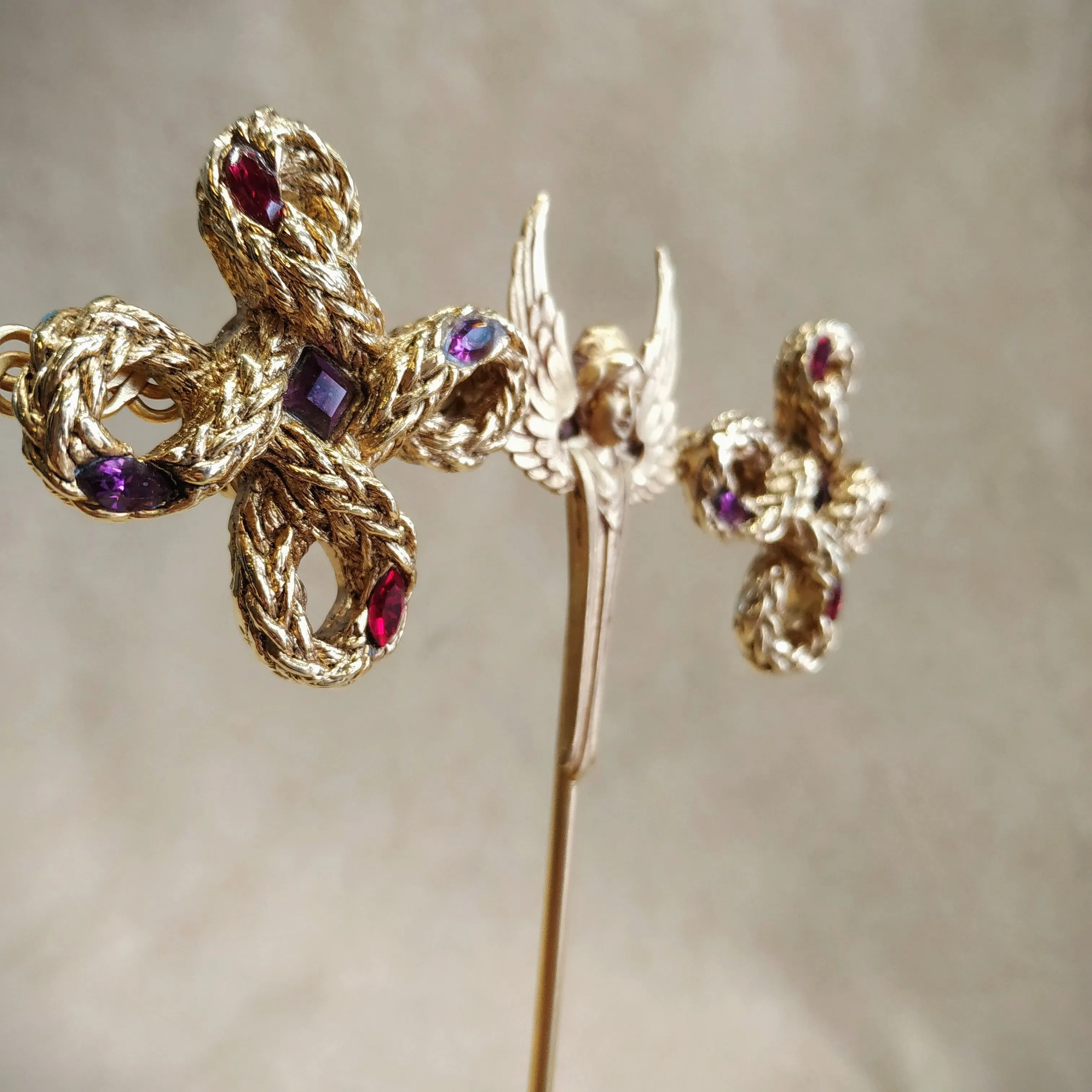 F Volle Paris Statement Vintage Large Rope twist Clip on Earrings