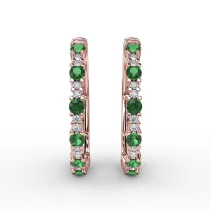 Fana Precious Emerald and Diamond Hoop Earrings