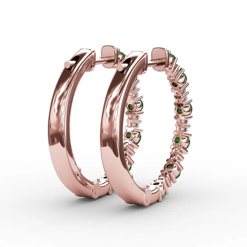 Fana Precious Emerald and Diamond Hoop Earrings