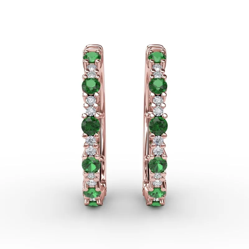 Fana Precious Emerald and Diamond Hoop Earrings