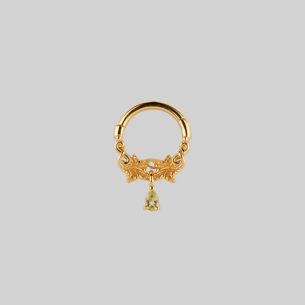 FERONIA. Peridot Droplet Septum - Gold