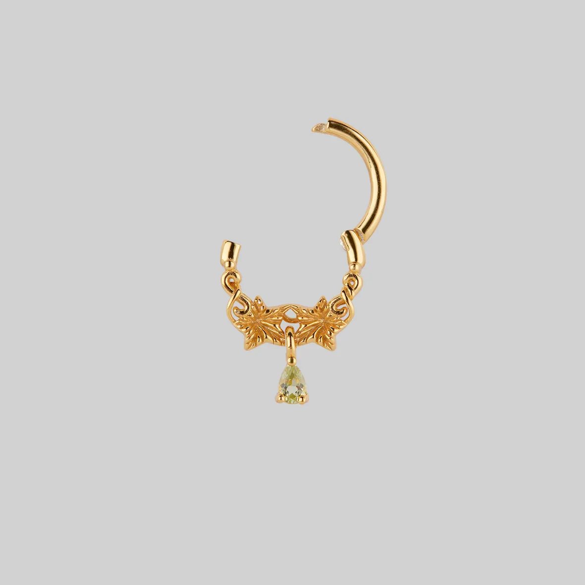 FERONIA. Peridot Droplet Septum - Gold