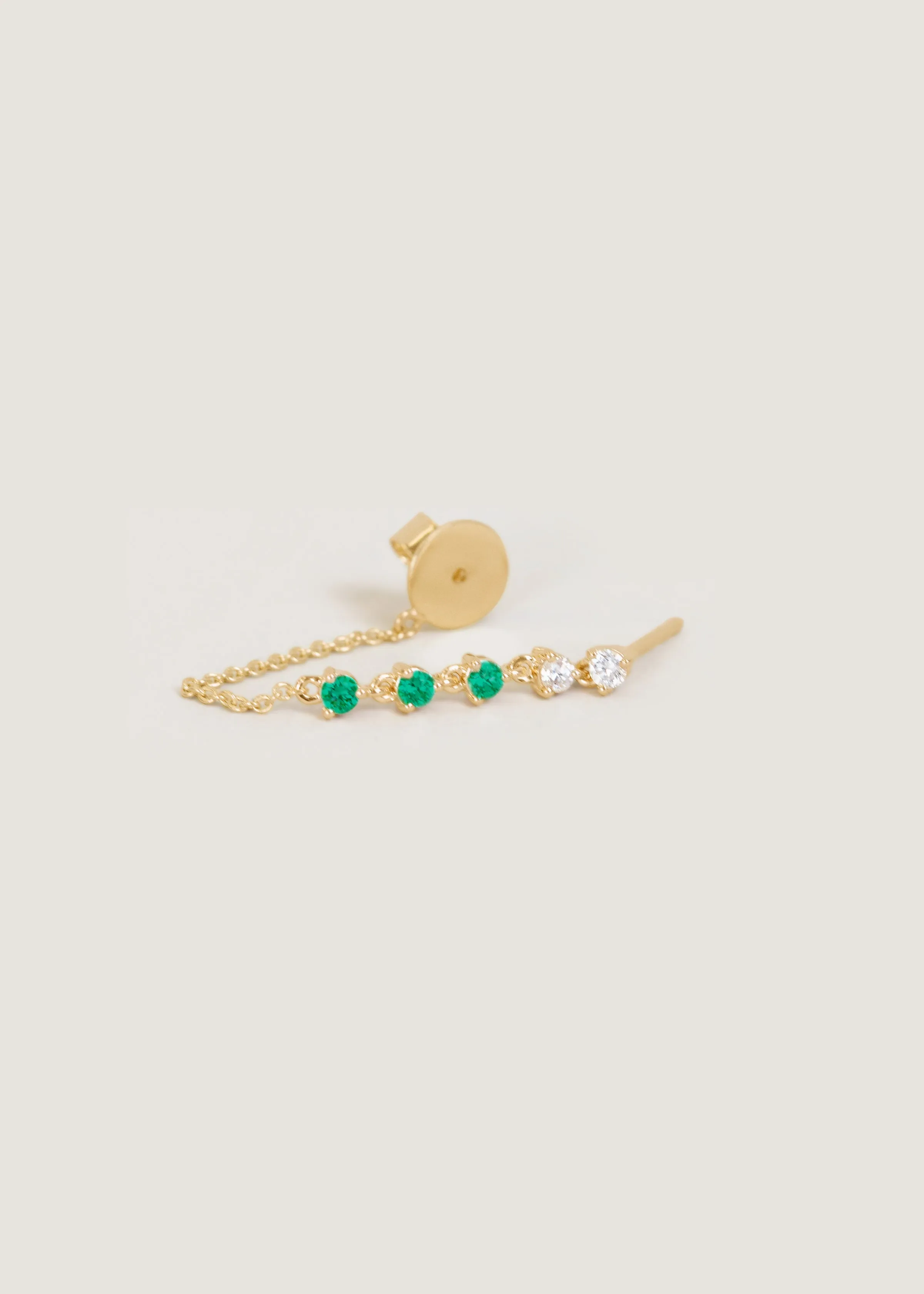 Five Stone Chain Earrings Emerald