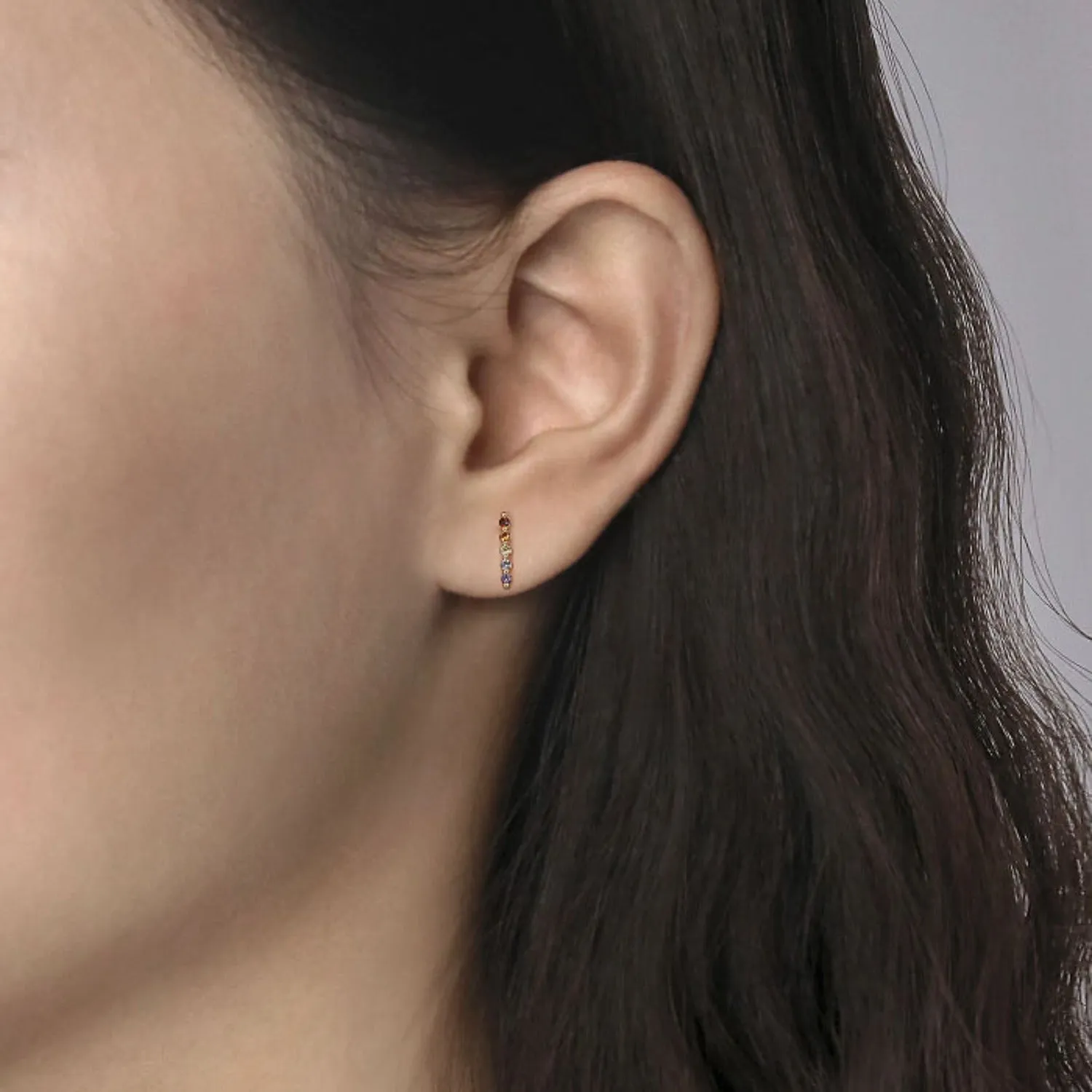 Gabriel & Co. Rainbow Color Gemstone Vertical Stud Earrings