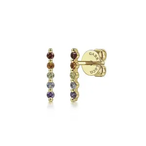 Gabriel & Co. Rainbow Color Gemstone Vertical Stud Earrings