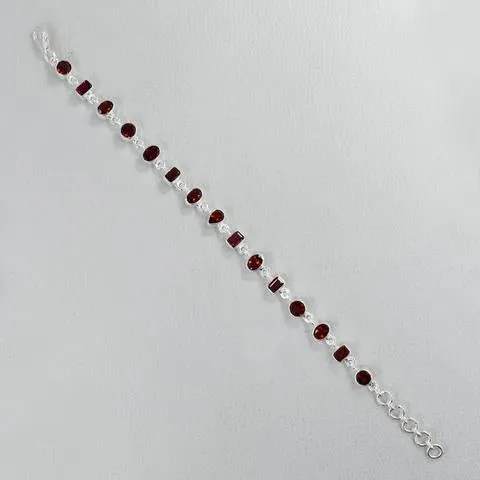 Garnet 925 Sterling Silver Bracelet