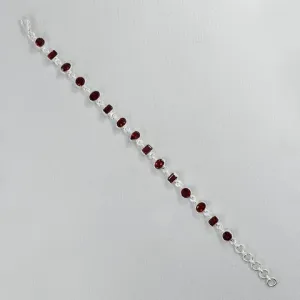Garnet 925 Sterling Silver Bracelet