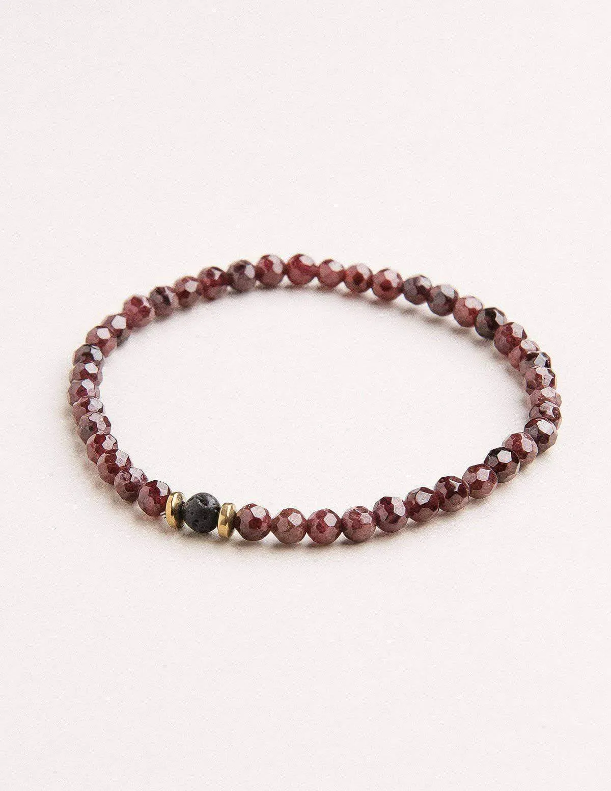 Garnet & Lava Mini Gemstone Bracelet