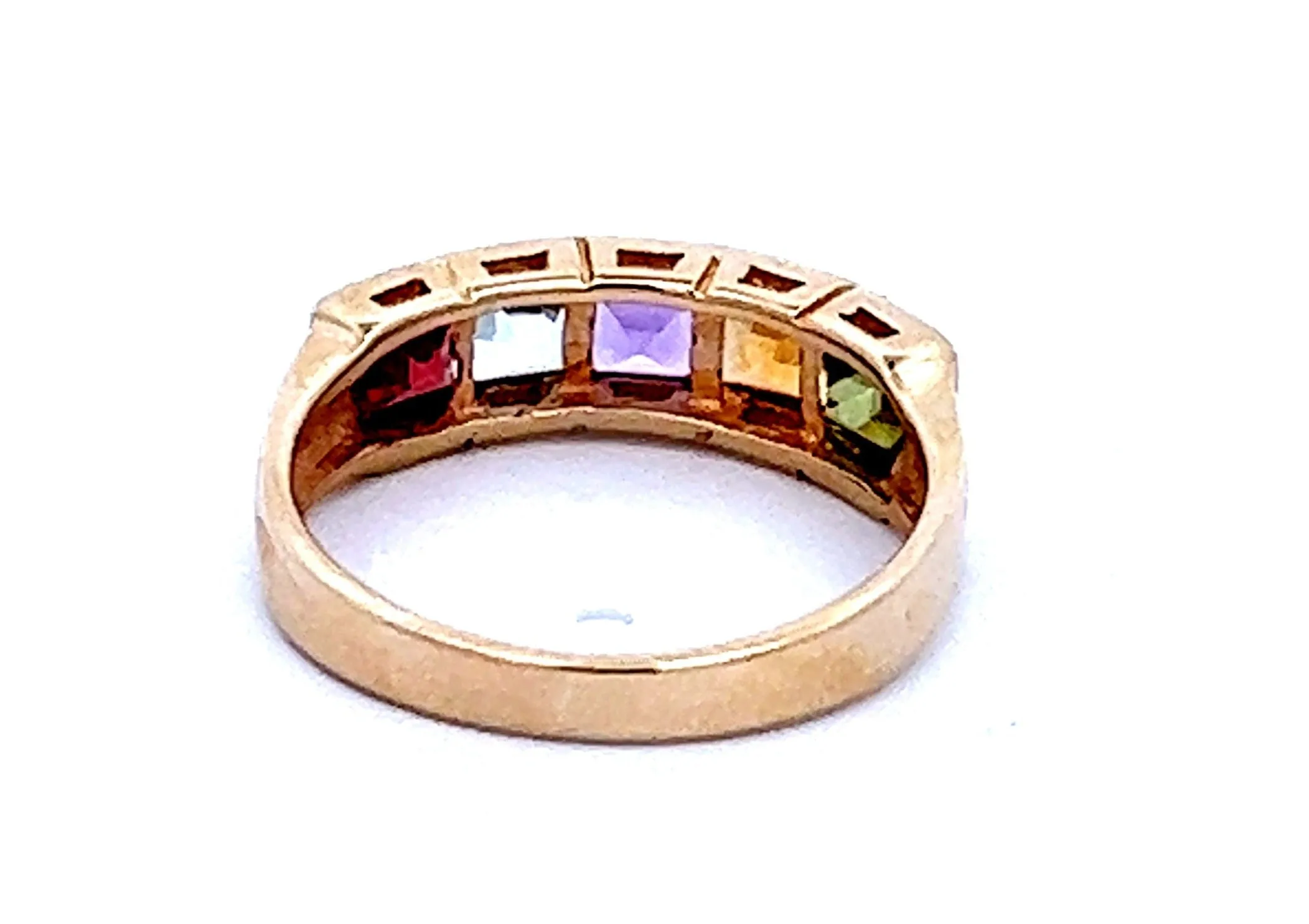 Garnet, Aquamarine, Amethyst, Citrine & Peridot Yellow Gold Ring