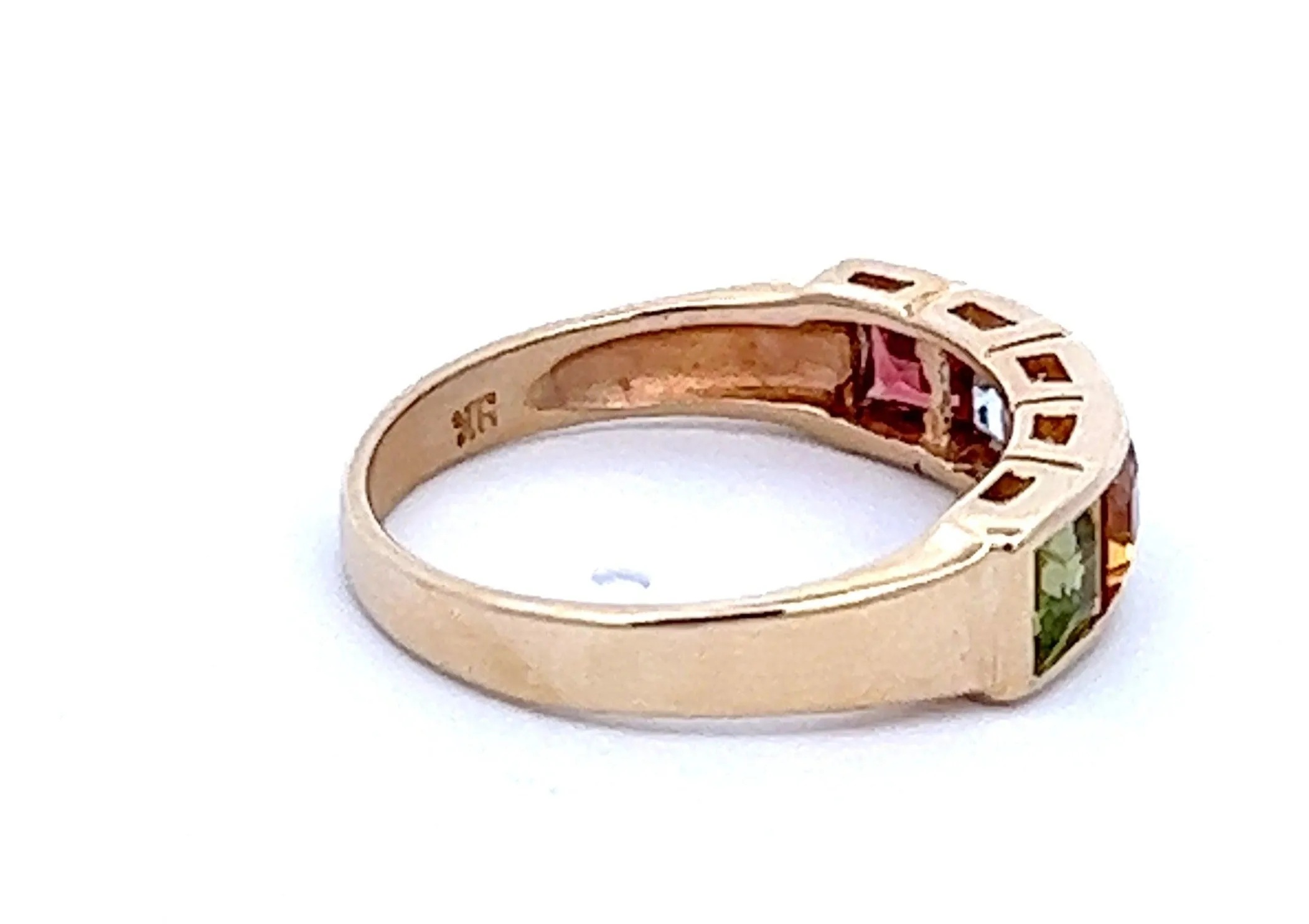 Garnet, Aquamarine, Amethyst, Citrine & Peridot Yellow Gold Ring