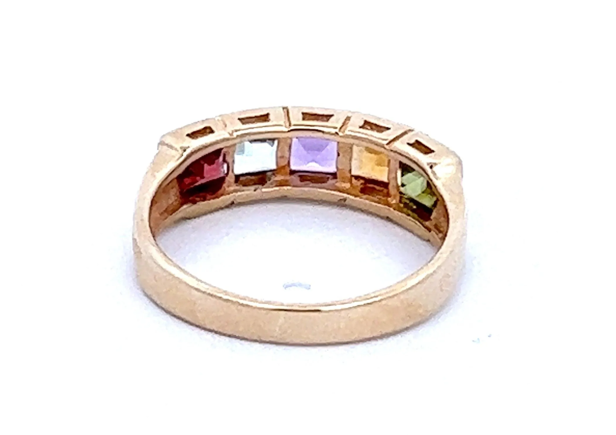 Garnet, Aquamarine, Amethyst, Citrine & Peridot Yellow Gold Ring