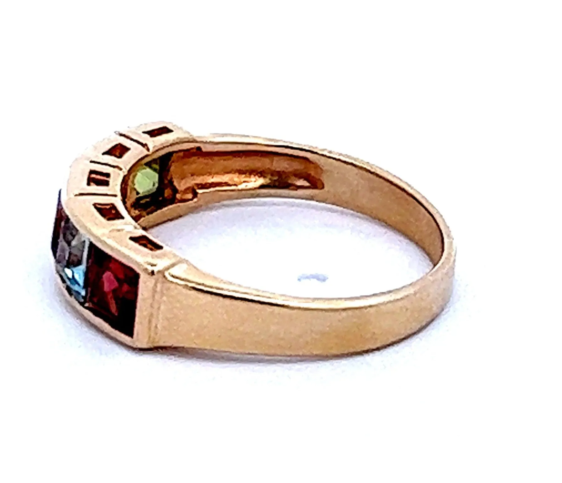 Garnet, Aquamarine, Amethyst, Citrine & Peridot Yellow Gold Ring