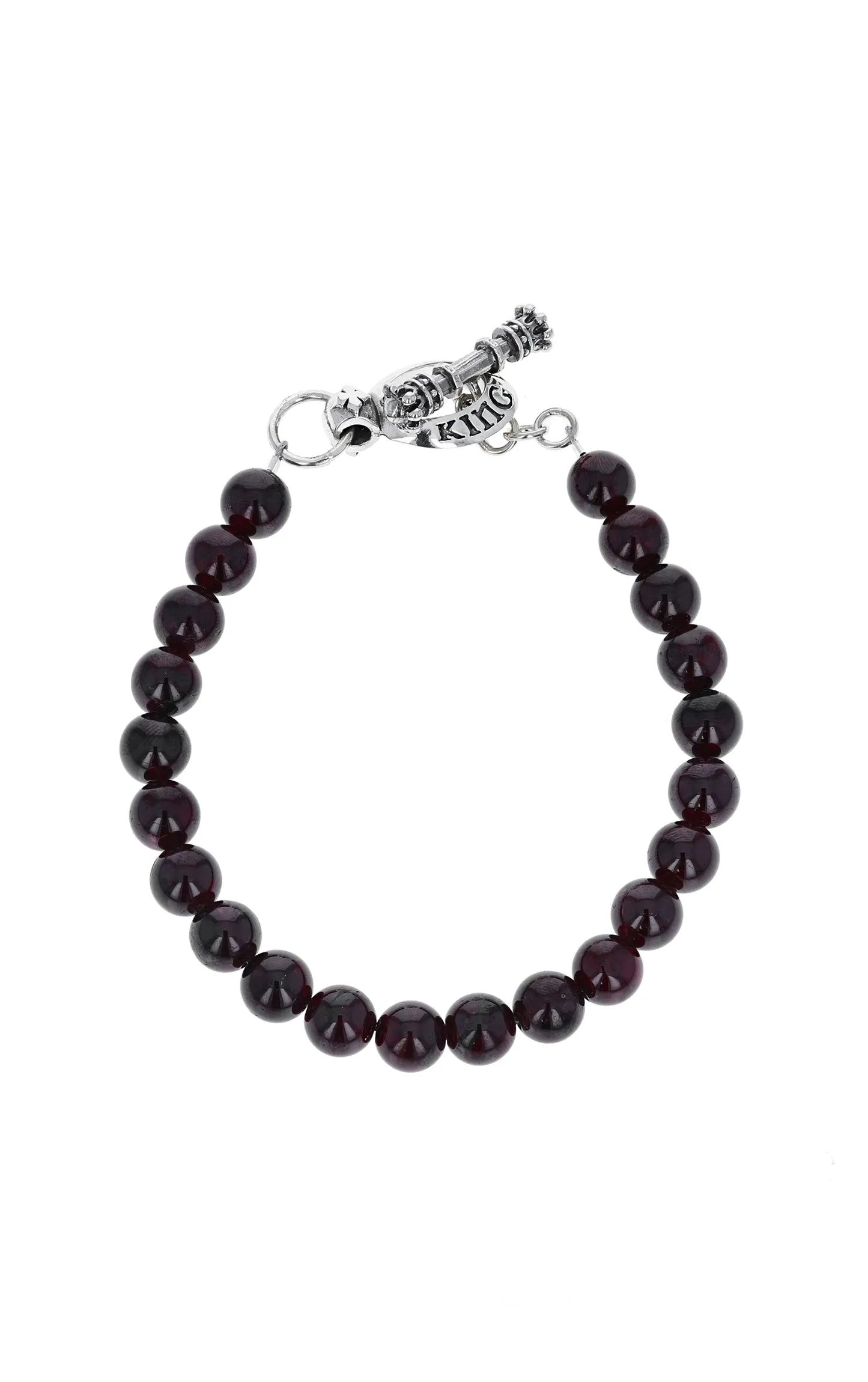 Garnet Bracelet with Silver Toggle