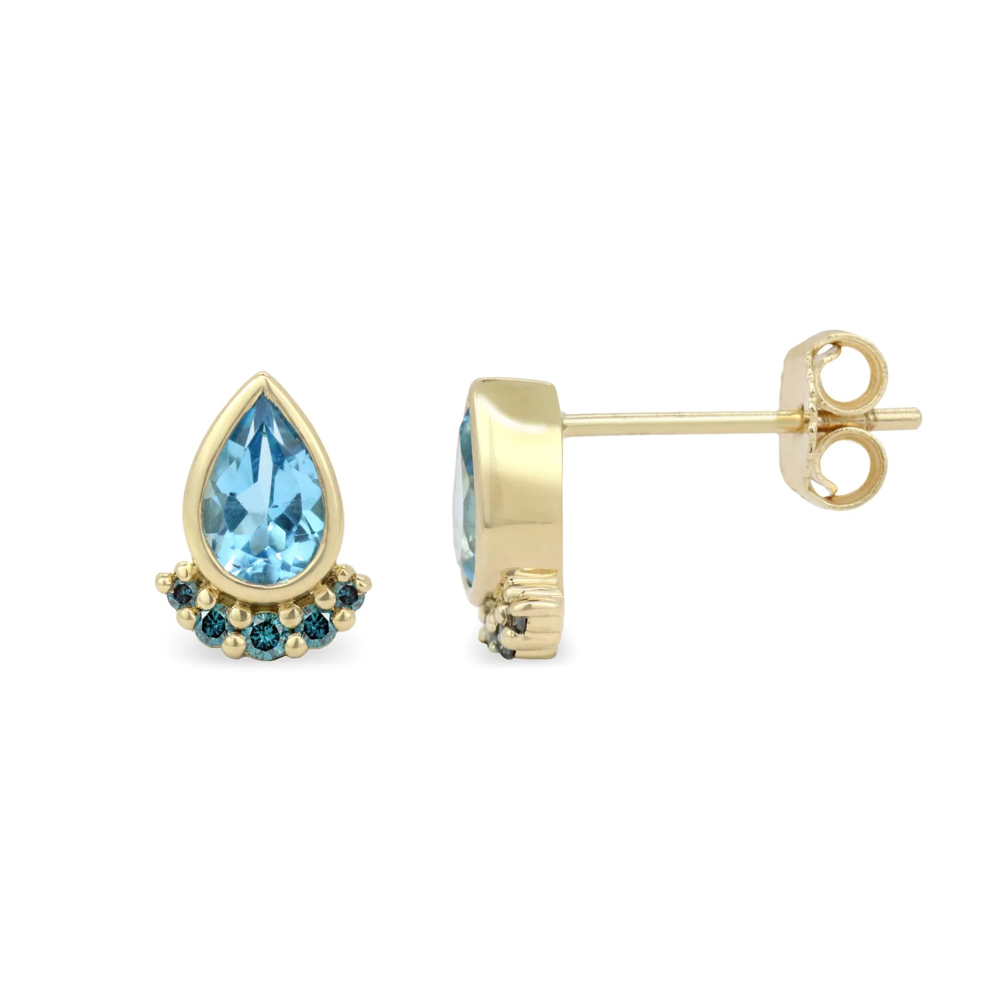 Gemstone 14K Teardrop Stud