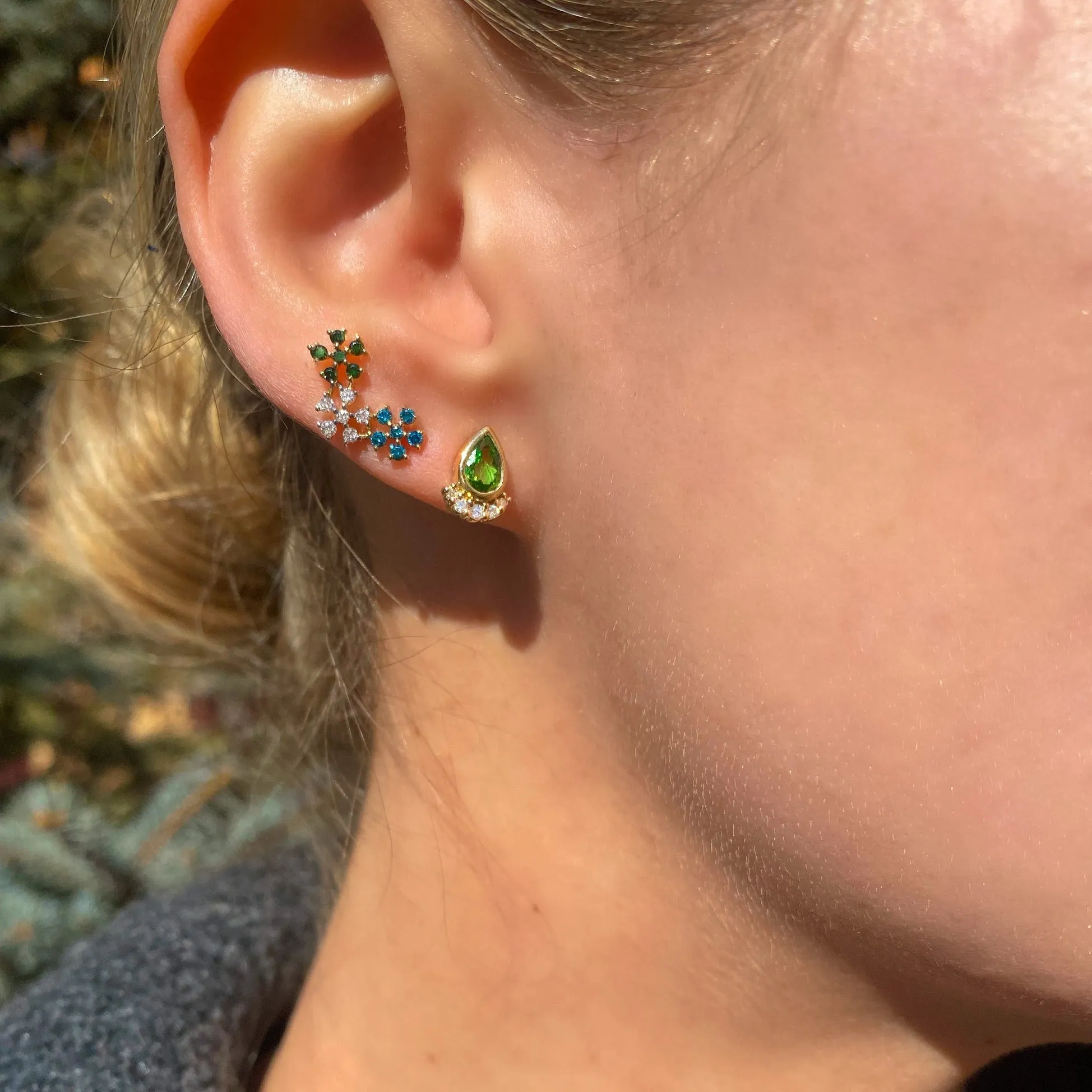 Gemstone 14K Teardrop Stud