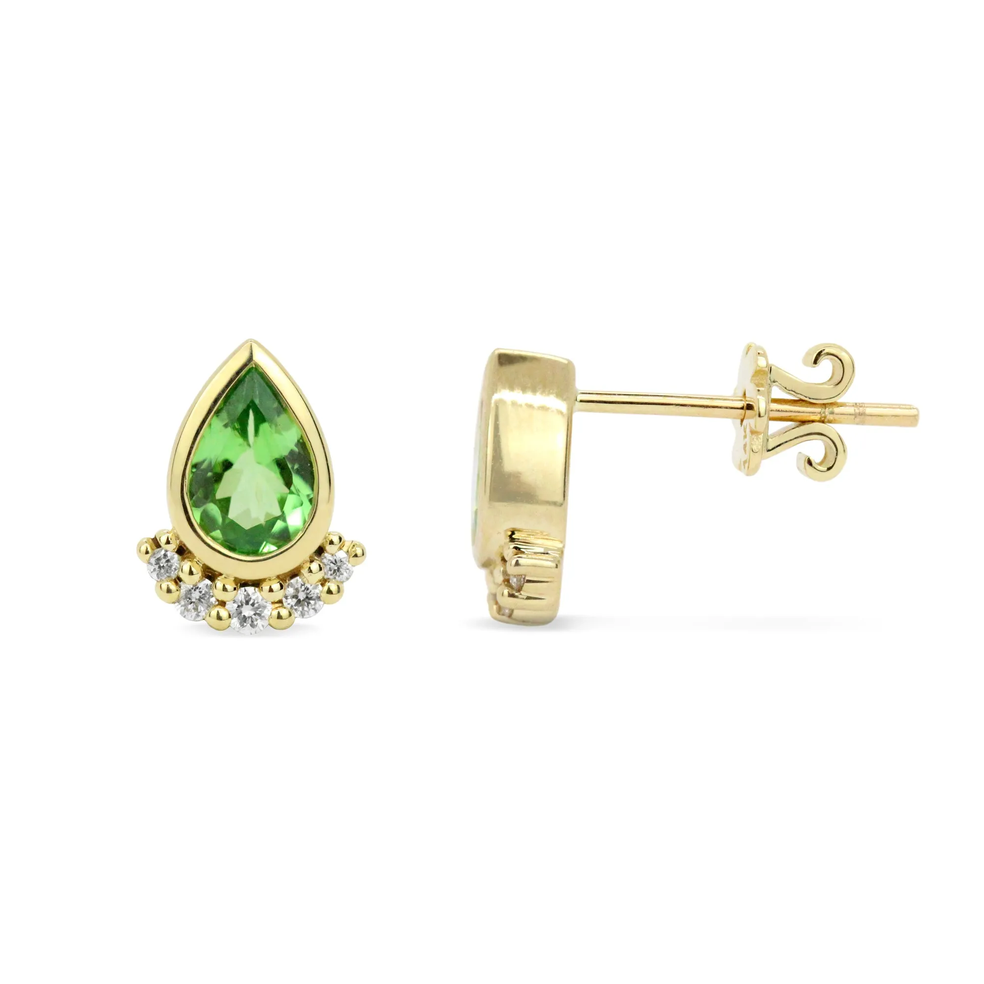 Gemstone 14K Teardrop Stud