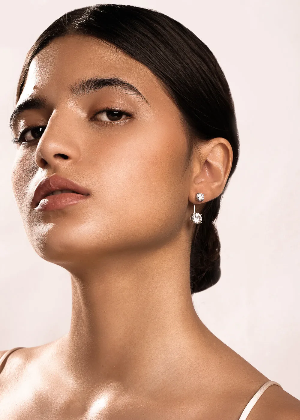 Gemstone Drop Studs In Silver
