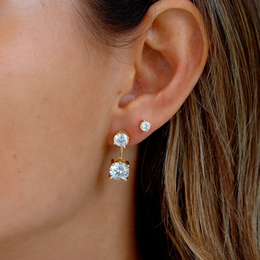 Gemstone Drop Studs In Silver