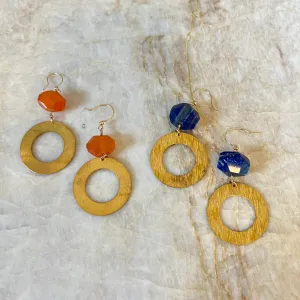 Gemstone Wide Circle Earrings
