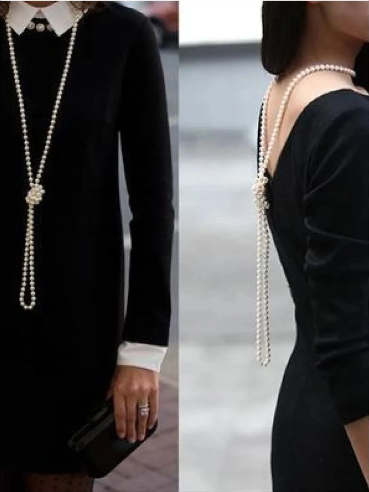 Girls Vintage Style Long Pearl Necklace