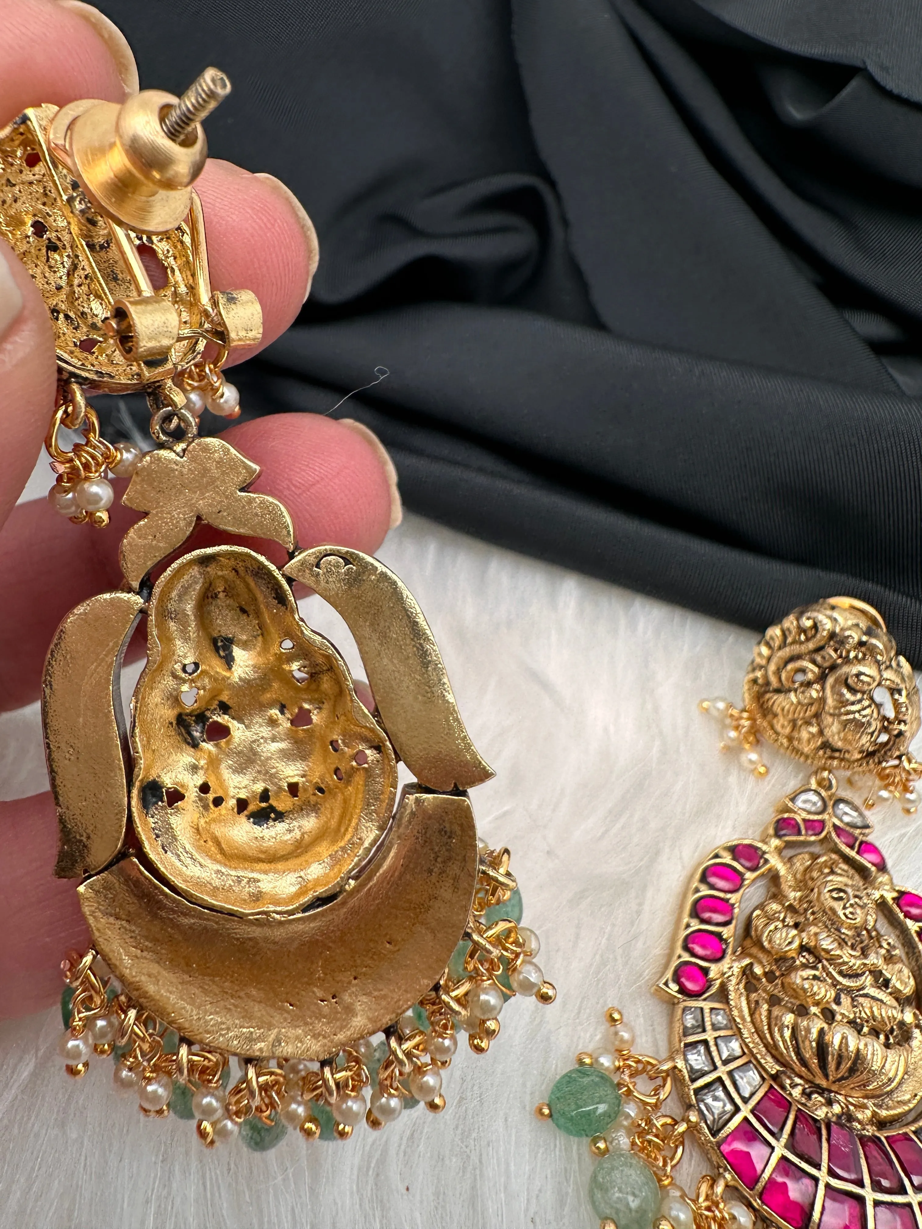 Goddess Lakshmi Jadau Kundan Earrings