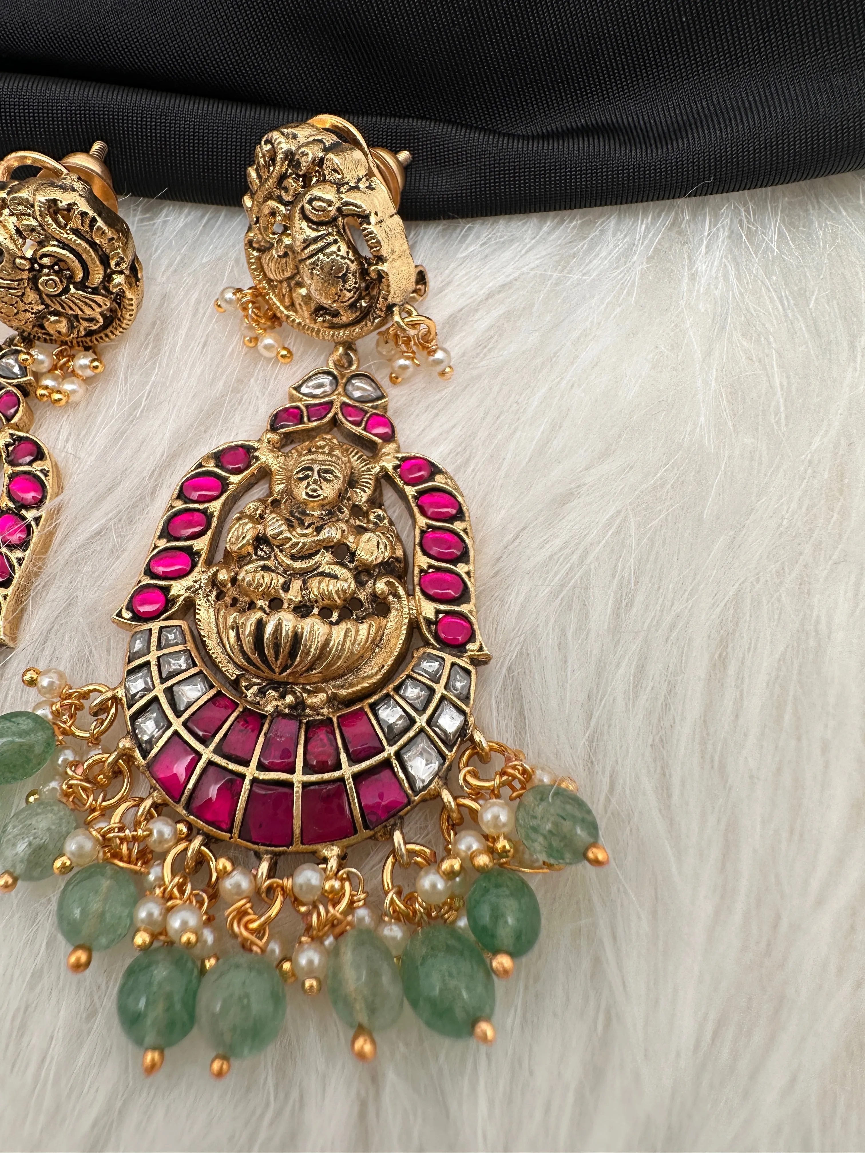 Goddess Lakshmi Jadau Kundan Earrings