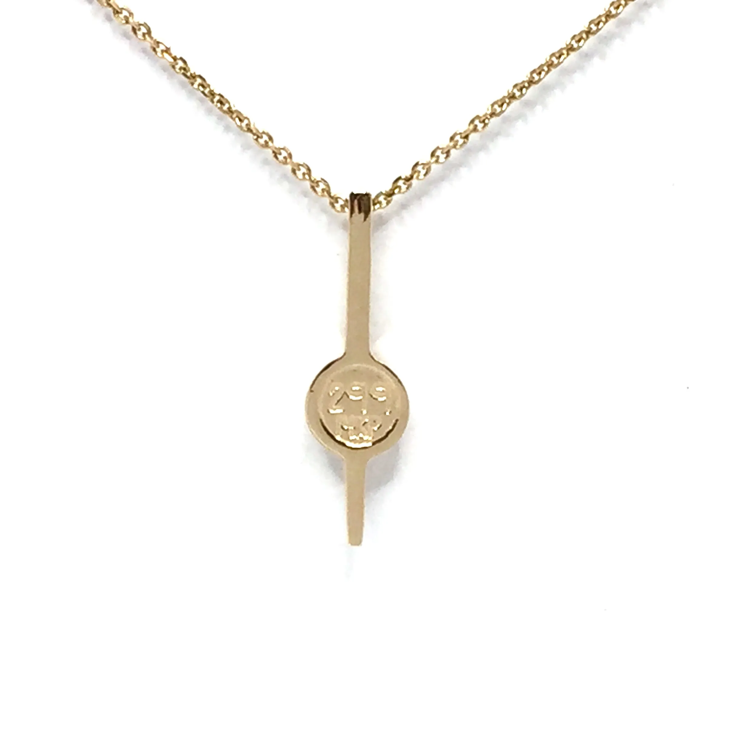 Gold Quartz Necklace Bar Design Round Fine Quality Inlaid Pendant