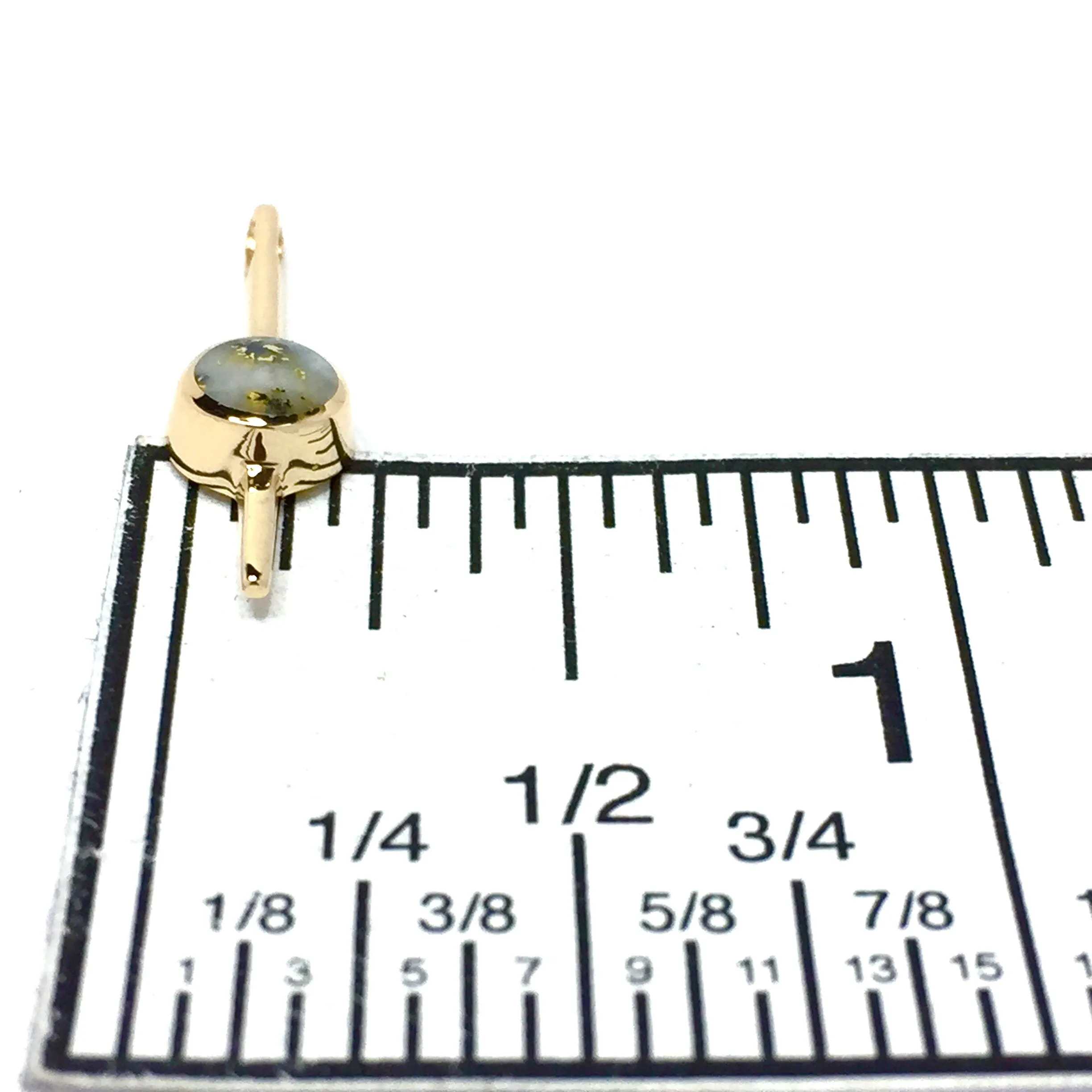Gold Quartz Necklace Bar Design Round Fine Quality Inlaid Pendant