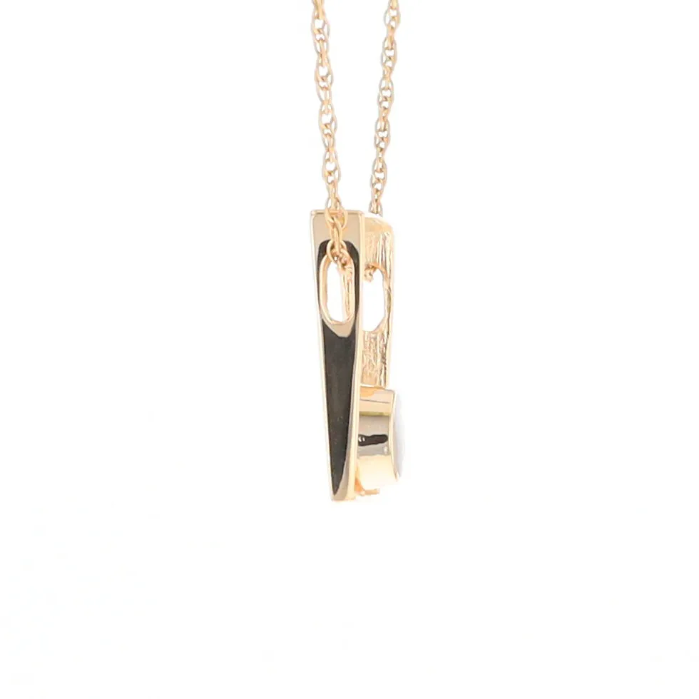 Gold Quartz Necklace Round Inlay Open Rectangle Design Pendant