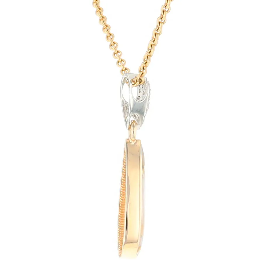 Gold Quartz Necklace Tear Drop Inlaid Pendant with .11ctw Diamonds