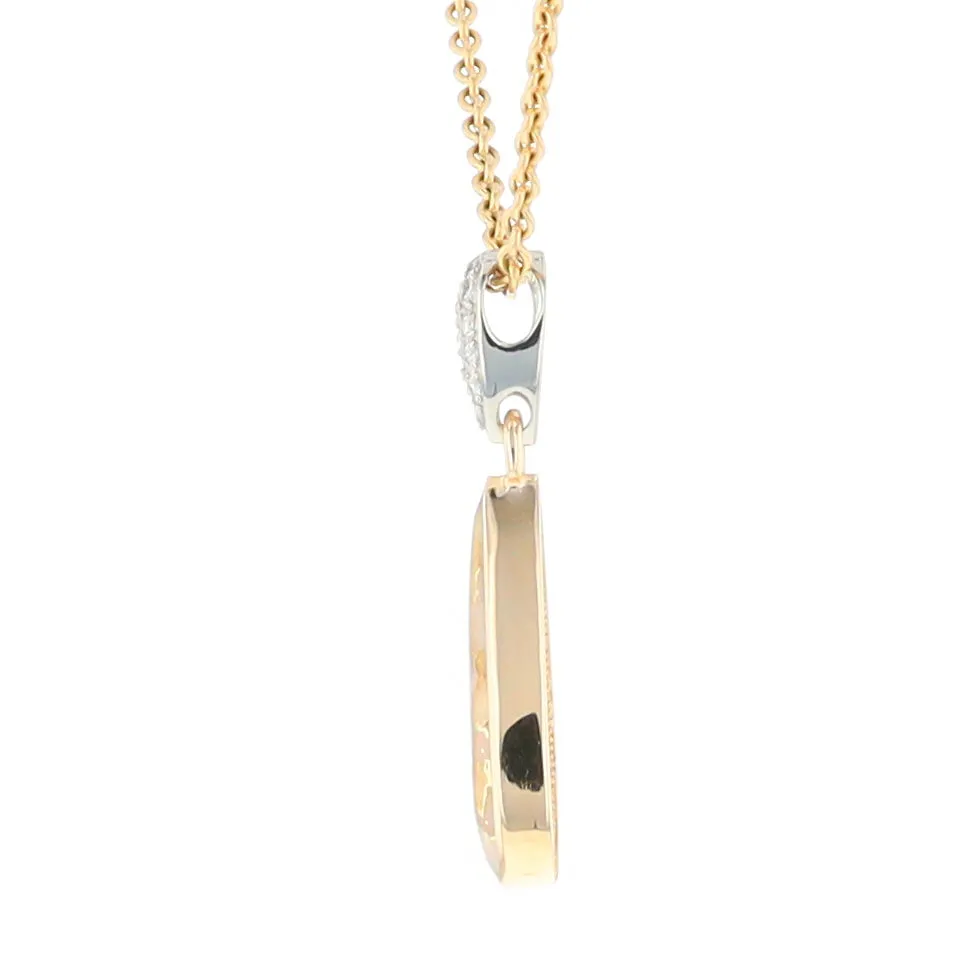 Gold Quartz Necklace Tear Drop Inlaid Pendant with .11ctw Diamonds