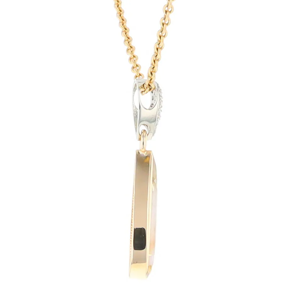 Gold Quartz Necklace Tear Drop Inlaid Pendant with .11ctw Diamonds