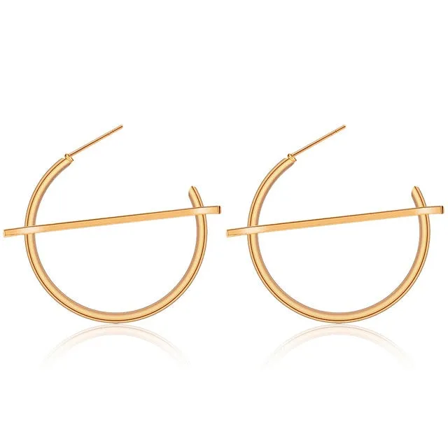Golden Big hoop Earrings Korean Geometry Metal Gold Earrings For women Female Retro Drop Earrings 2021 Trend Fashion Jewelry