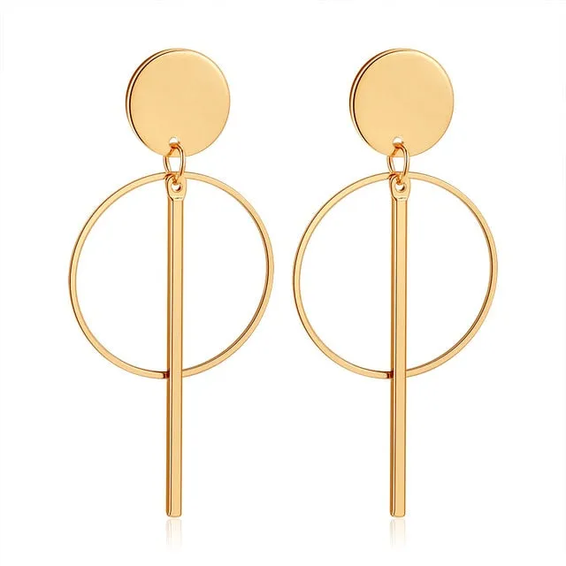 Golden Big hoop Earrings Korean Geometry Metal Gold Earrings For women Female Retro Drop Earrings 2021 Trend Fashion Jewelry