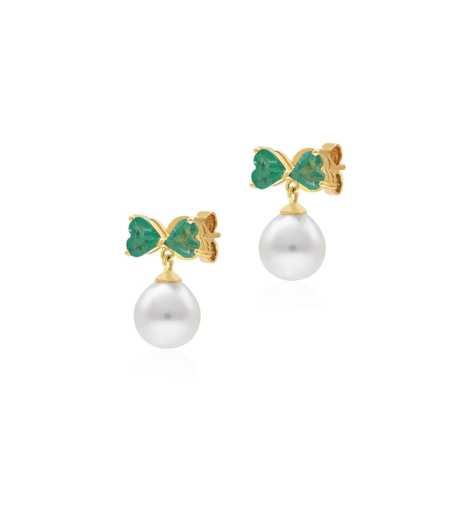 Green love bow earrings