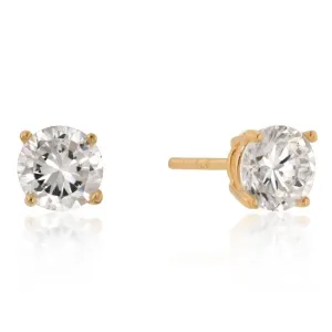 Haley Round Cut Gold Stud Earrings – 4mm  | 0.5ct | Sterling Silver