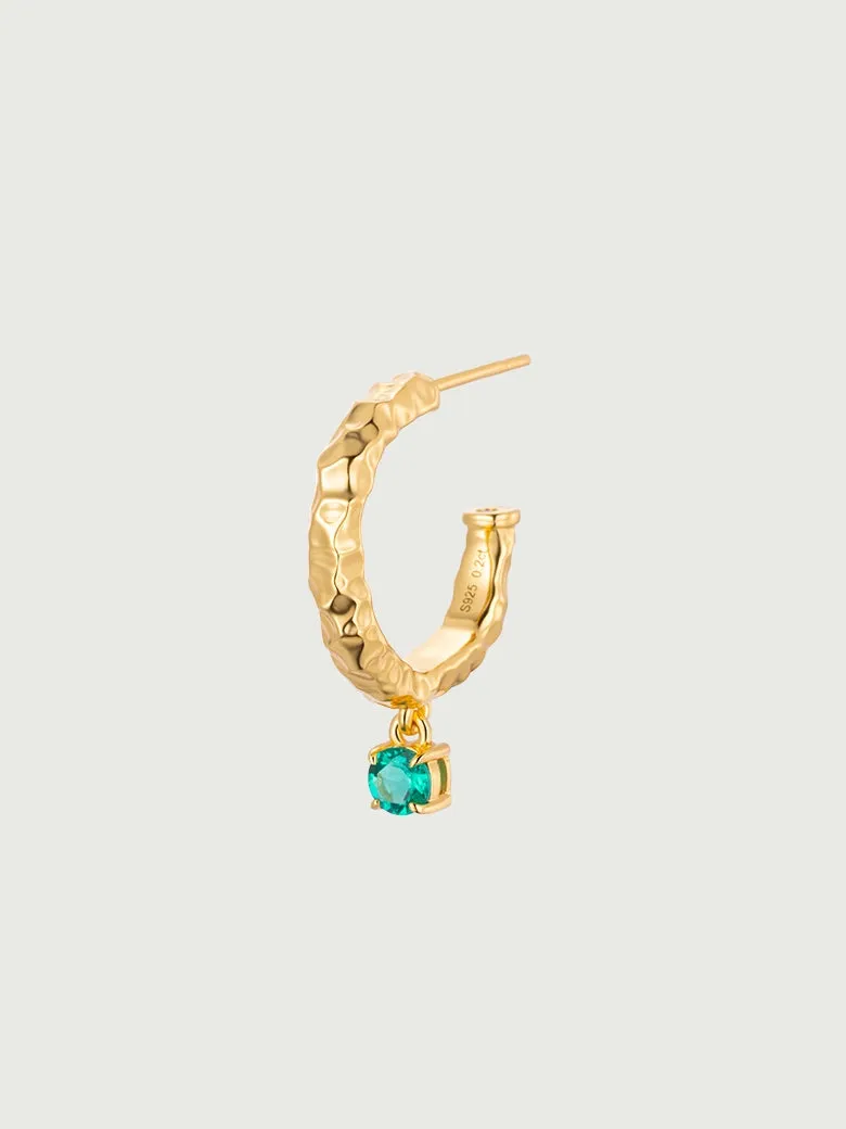 Hammer Emerald Drop Hoop Earrings