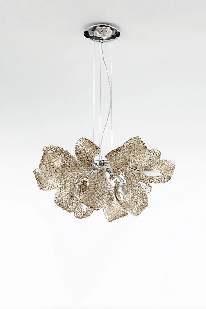 Handmade glamorous ceiling pendant Chandelier with twelve lighted arms and Murano Glass