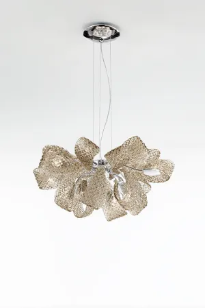 Handmade glamorous ceiling pendant Chandelier with twelve lighted arms and Murano Glass