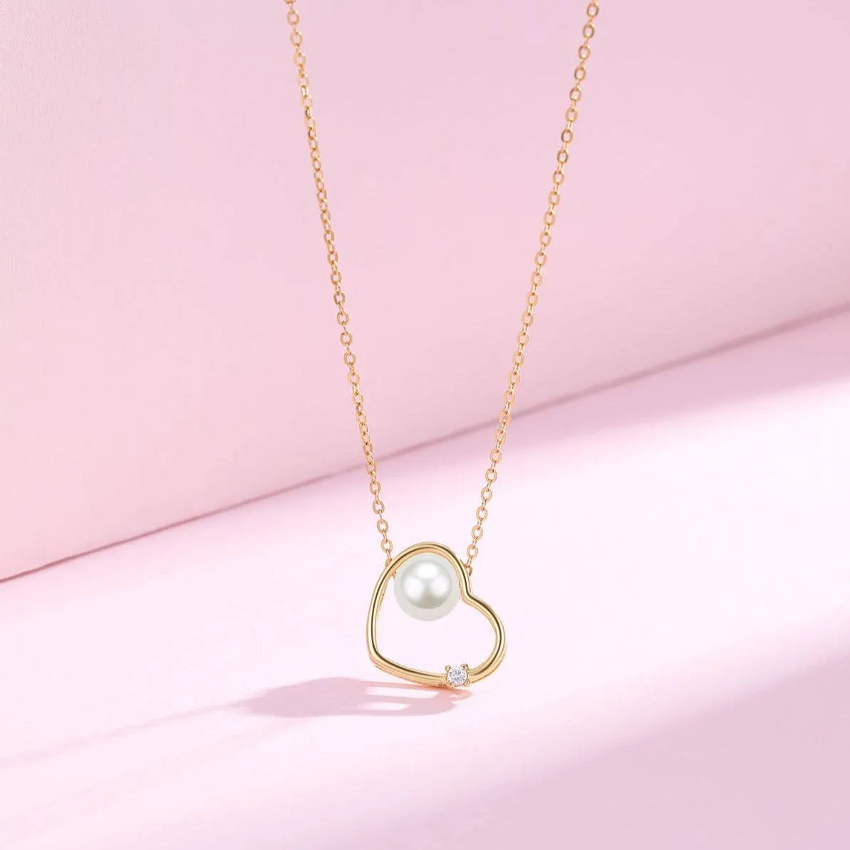 Heart Pendant with Freshwater Pearl Necklace