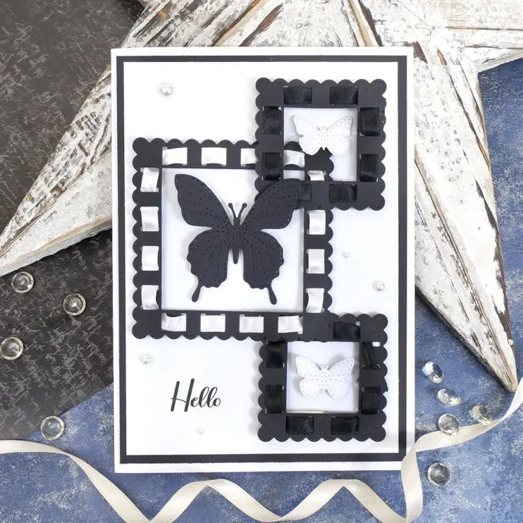 Hunkydory Moonstone Dies - Ribbon Threading Nesting Frames - Squares*
