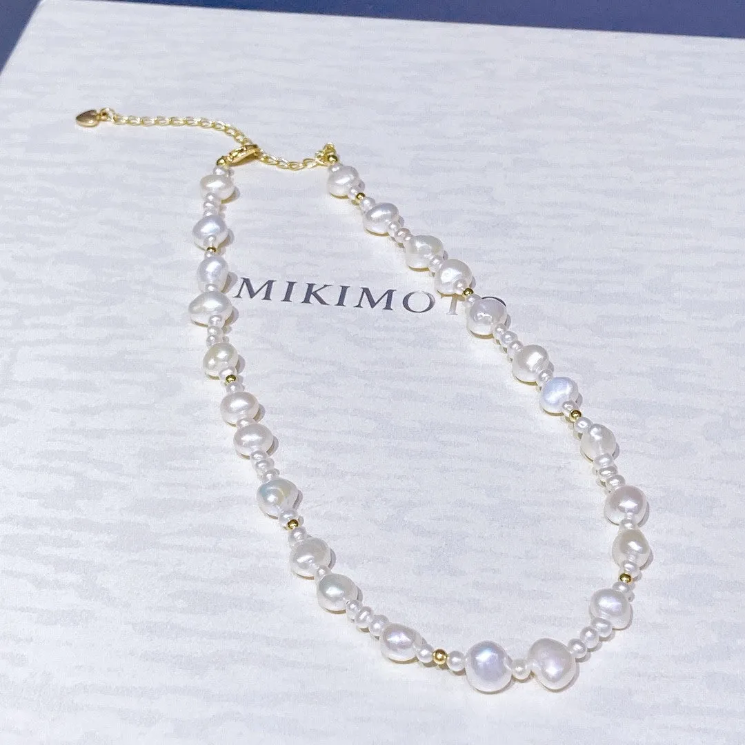 Ins style natural freshwater baroque pearl necklace