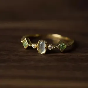 Ivy Peridot Aquamarine Gold Vermeil Ring